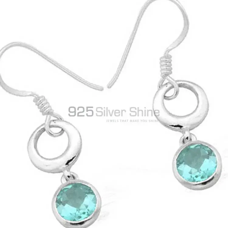 Semi Precious Blue Topaz Gemstone Earrings In 925 Sterling Silver Jewelry 925SE974_1