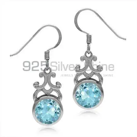 Semi Precious Blue Topaz Gemstone Earrings Suppliers In 925 Sterling Silver Jewelry 925SE1871
