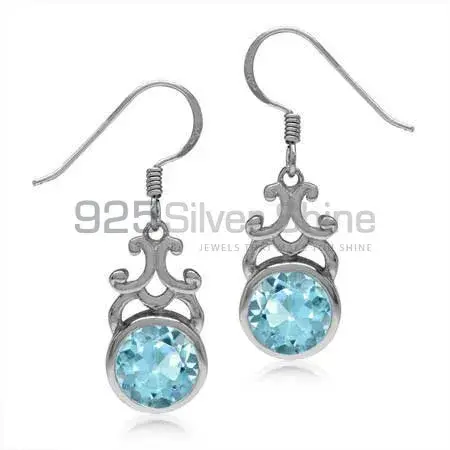 Semi Precious Blue Topaz Gemstone Earrings In 925 Sterling Silver Jewelry 925SE1871_0