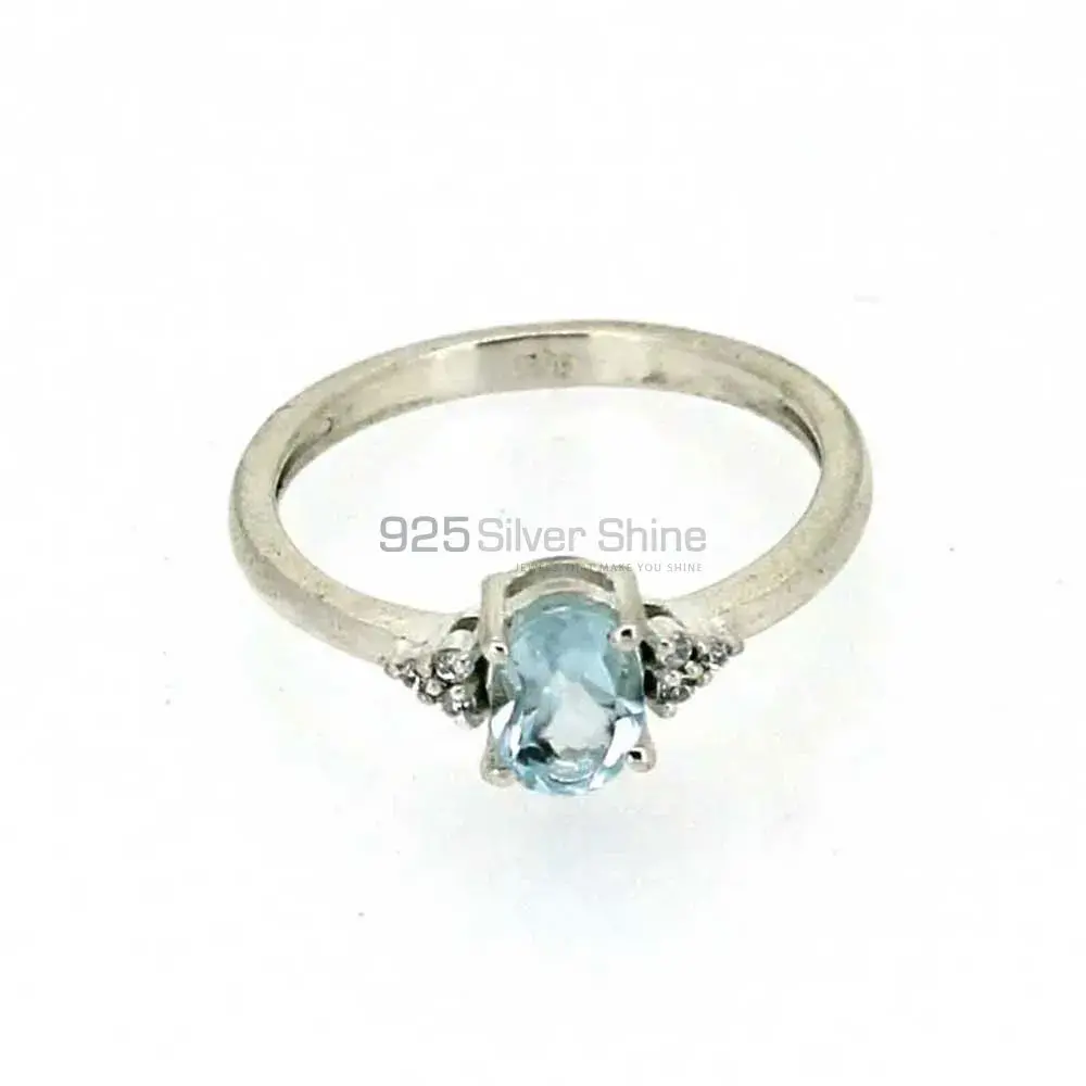 Semi Precious Blue Topaz Gemstone Handmade Ring In 925 Silver 925SR012