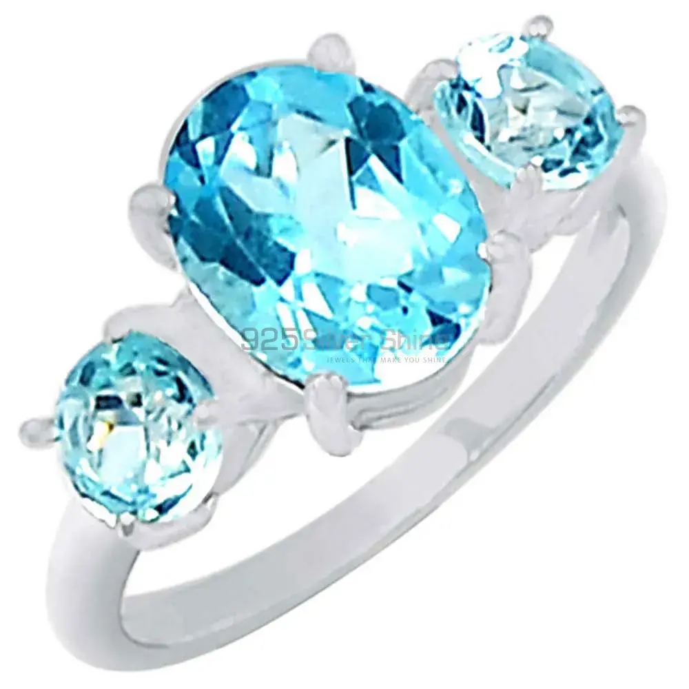 Semi Precious Blue Topaz Gemstone Handmade Ring In Solid Silver 925SR059-2_0