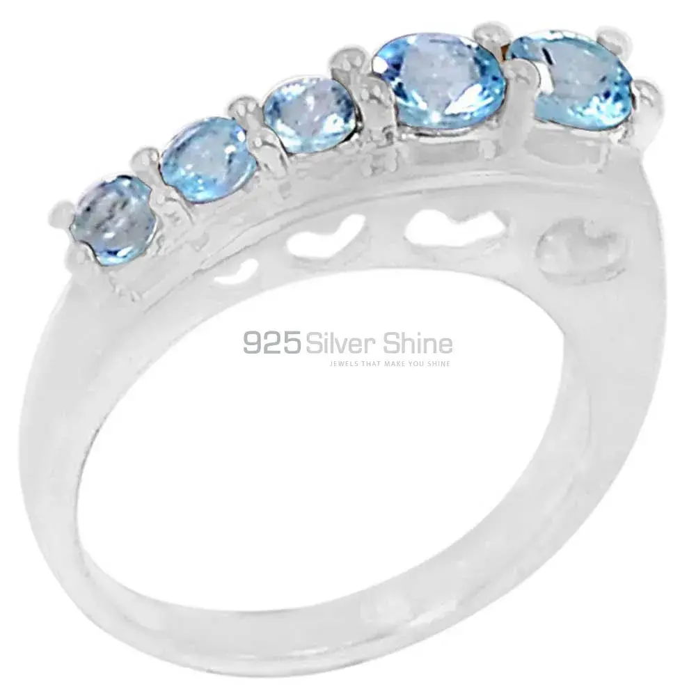 Semi Precious Blue Topaz Gemstone Ring In 925 Sterling Silver 925SR093-4