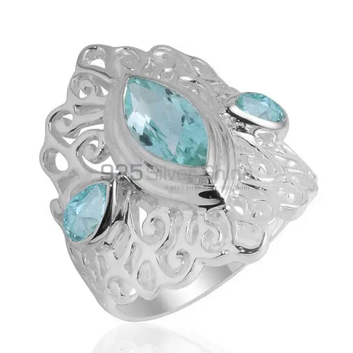 Semi Precious Blue Topaz Gemstone Rings Exporters In 925 Sterling Silver Jewelry 925SR2099