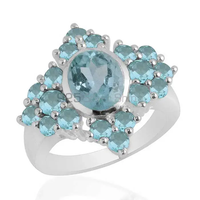 Semi Precious Blue Topaz Gemstone Rings In Fine 925 Sterling Silver 925SR2075