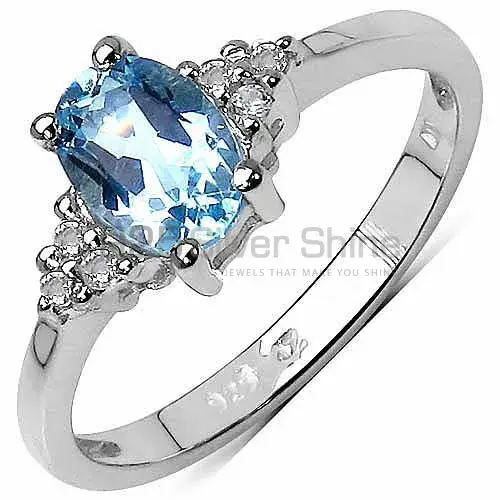 Semi Precious Blue Topaz Gemstone Rings Manufacturer In 925 Sterling Silver Jewelry 925SR3232