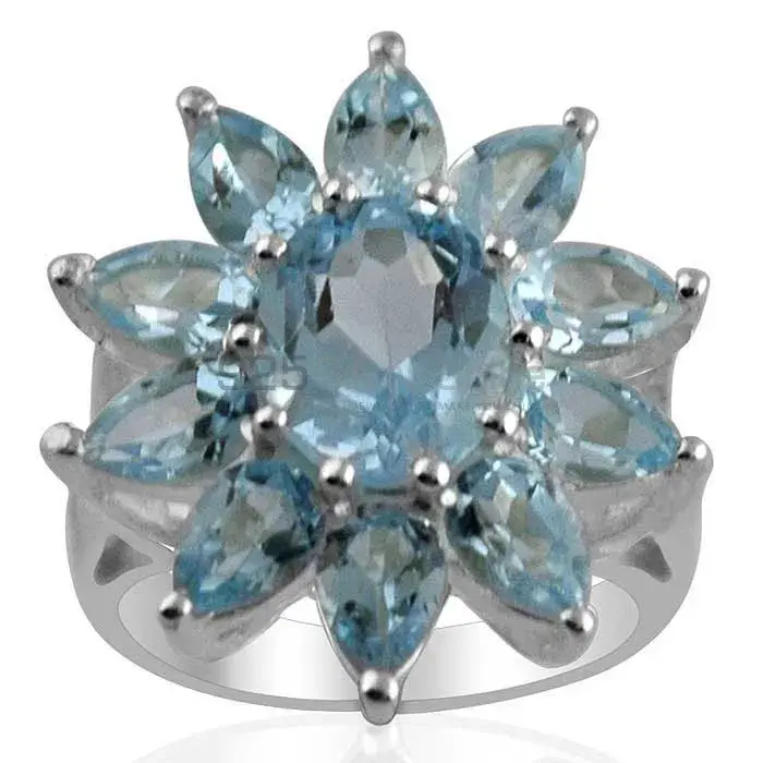 Semi Precious Blue Topaz Gemstone Rings In 925 Sterling Silver Jewelry 925SR1397