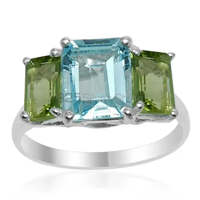 Semi Precious Blue Topaz, Peridot Gemstone Rings Suppliers In 925 Sterling Silver Jewelry 925SR1555