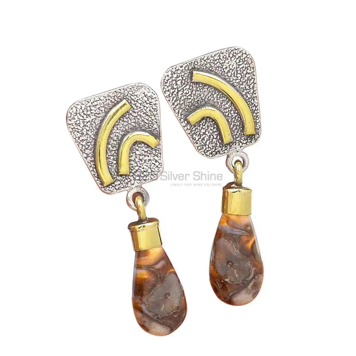 Semi Precious Boulder Opal Gemstone Earrings In 925 Sterling Silver Jewelry 925SE2767_0
