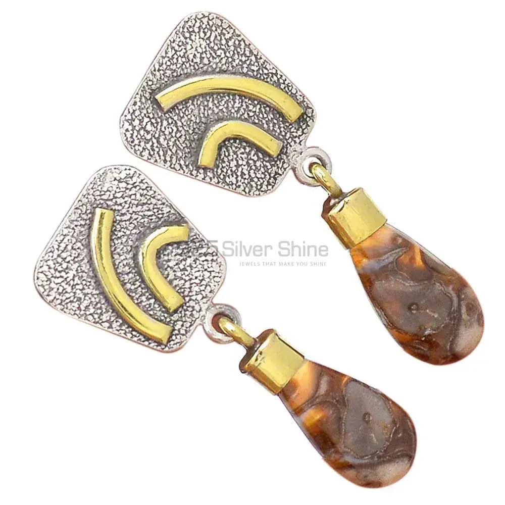 Semi Precious Boulder Opal Gemstone Earrings In 925 Sterling Silver Jewelry 925SE2767_1