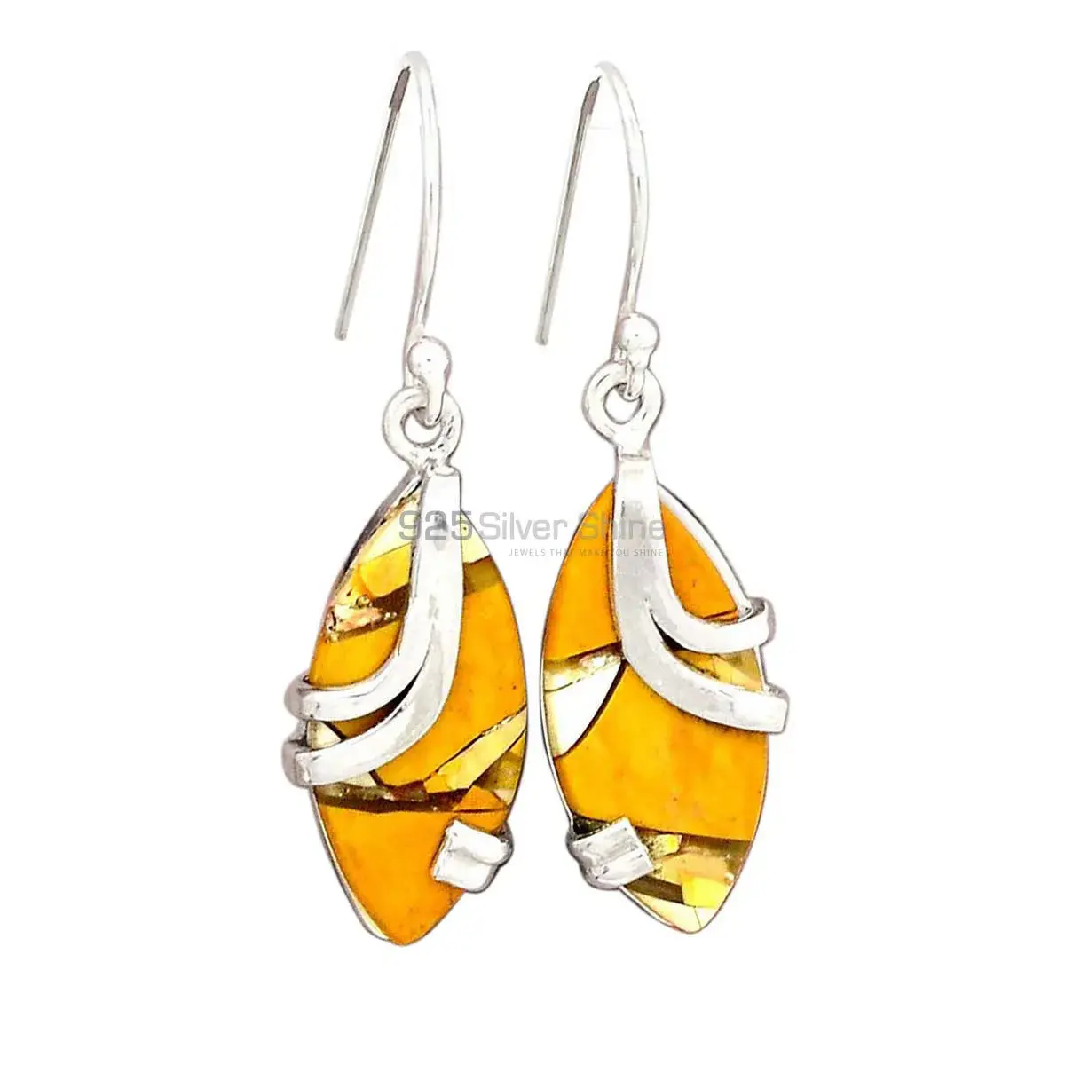 Brecciated Mookaite Jasper Gemstone Earrings In Fine 925 Sterling Silver 925SE2109_0