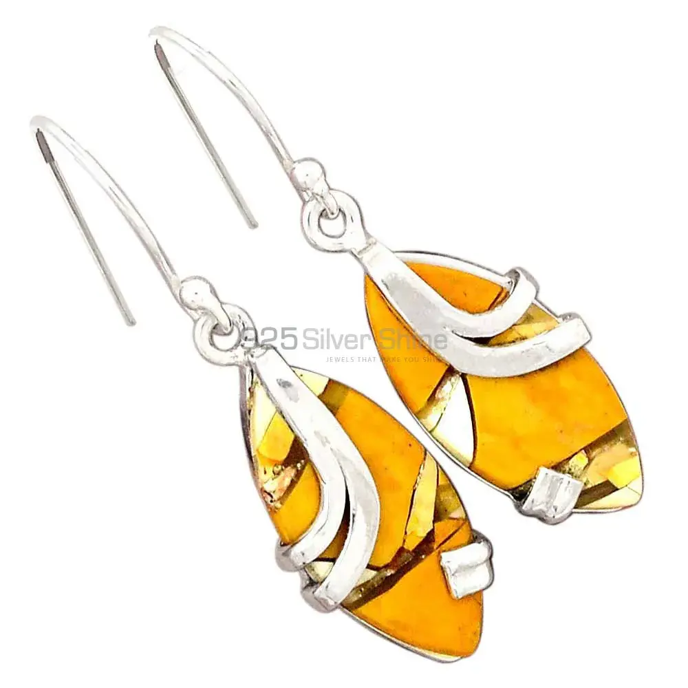 Brecciated Mookaite Jasper Gemstone Earrings In Fine 925 Sterling Silver 925SE2109_1