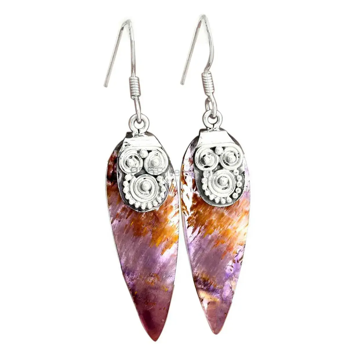 Semi Precious Cacoxenite Gemstone Earrings Suppliers In 925 Sterling Silver Jewelry 925SE2525