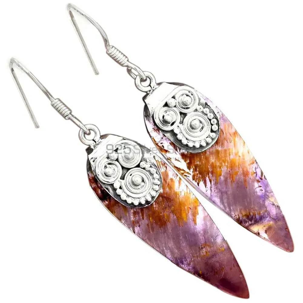 Semi Precious Cacoxenite Gemstone Earrings In 925 Sterling Silver Jewelry 925SE2525_1
