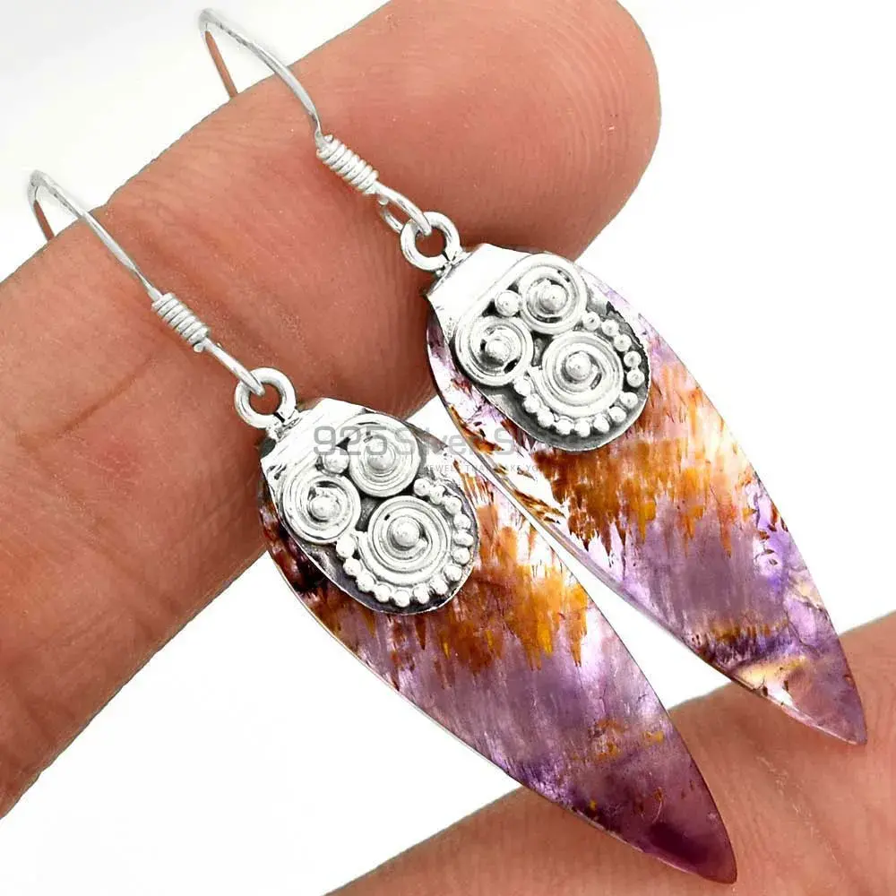 Semi Precious Cacoxenite Gemstone Earrings Suppliers In 925 Sterling Silver Jewelry 925SE2525_1