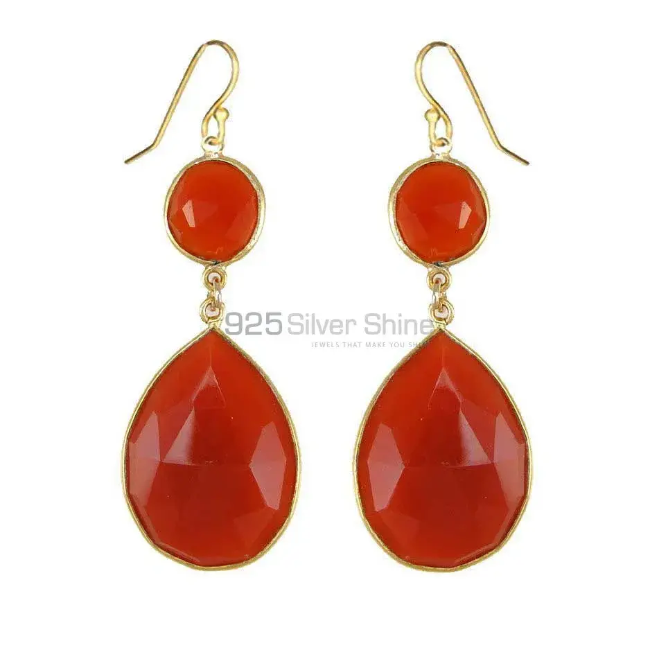 Semi Precious Carnelian Gemstone Earrings Manufacturer In 925 Sterling Silver Jewelry 925SE1877