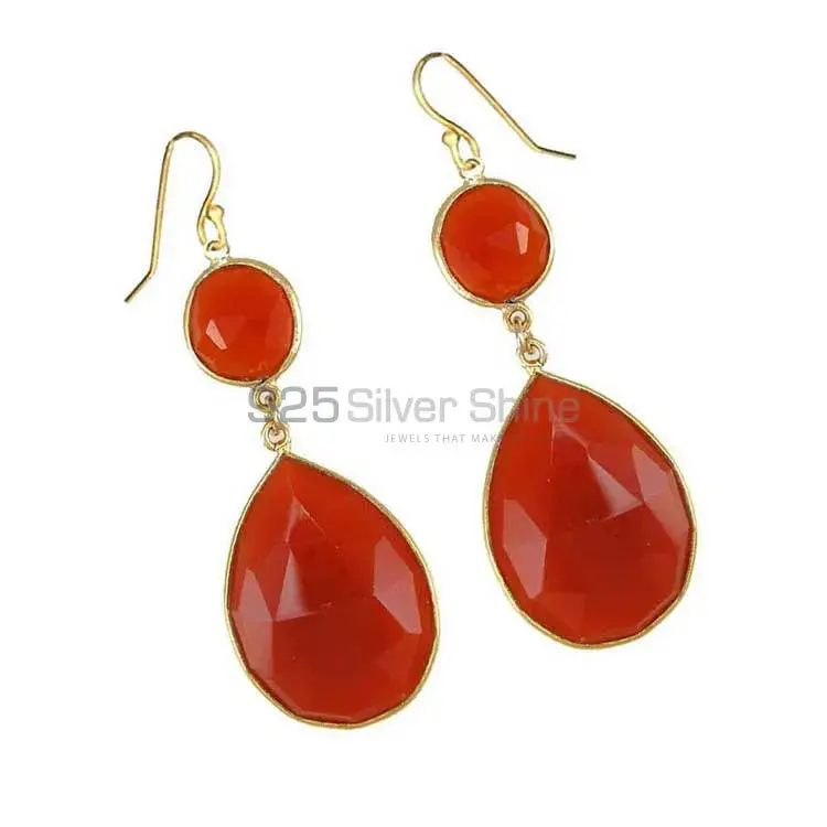 Semi Precious Carnelian Gemstone Earrings Manufacturer In 925 Sterling Silver Jewelry 925SE1877_0