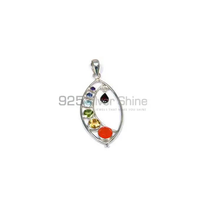 Semi Precious Chakra Pendant With Sterling Silver SSCP175