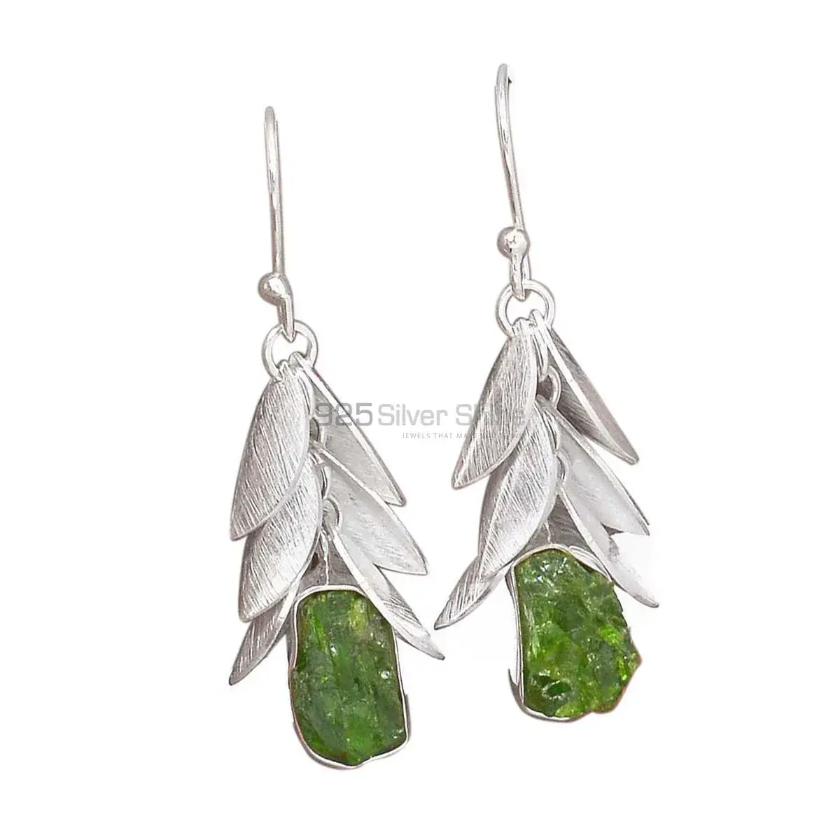 Chrome Diopside Gemstone Earrings Manufacturer In 925 Sterling Silver Jewelry 925SE3007