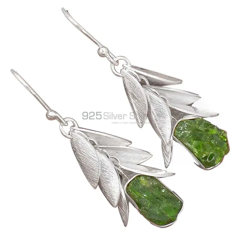 Chrome Diopside Gemstone Earrings Manufacturer In 925 Sterling Silver Jewelry 925SE3007_0