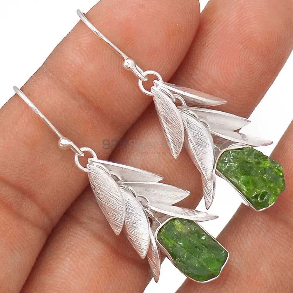Chrome Diopside Gemstone Earrings Manufacturer In 925 Sterling Silver Jewelry 925SE3007_1