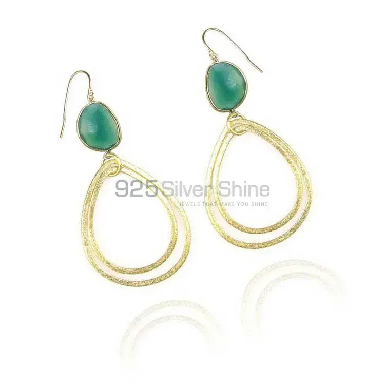 Semi Precious Chrysoprase Gemstone Earrings Manufacturer In 925 Sterling Silver Jewelry 925SE1956_0
