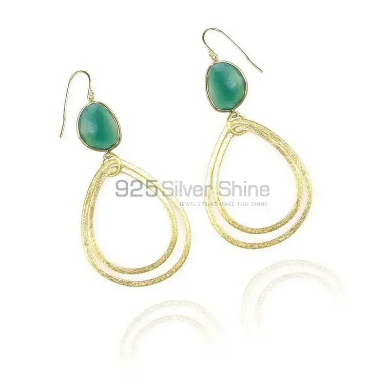 Semi Precious Chrysoprase Gemstone Earrings In 925 Sterling Silver Jewelry 925SE1956_0