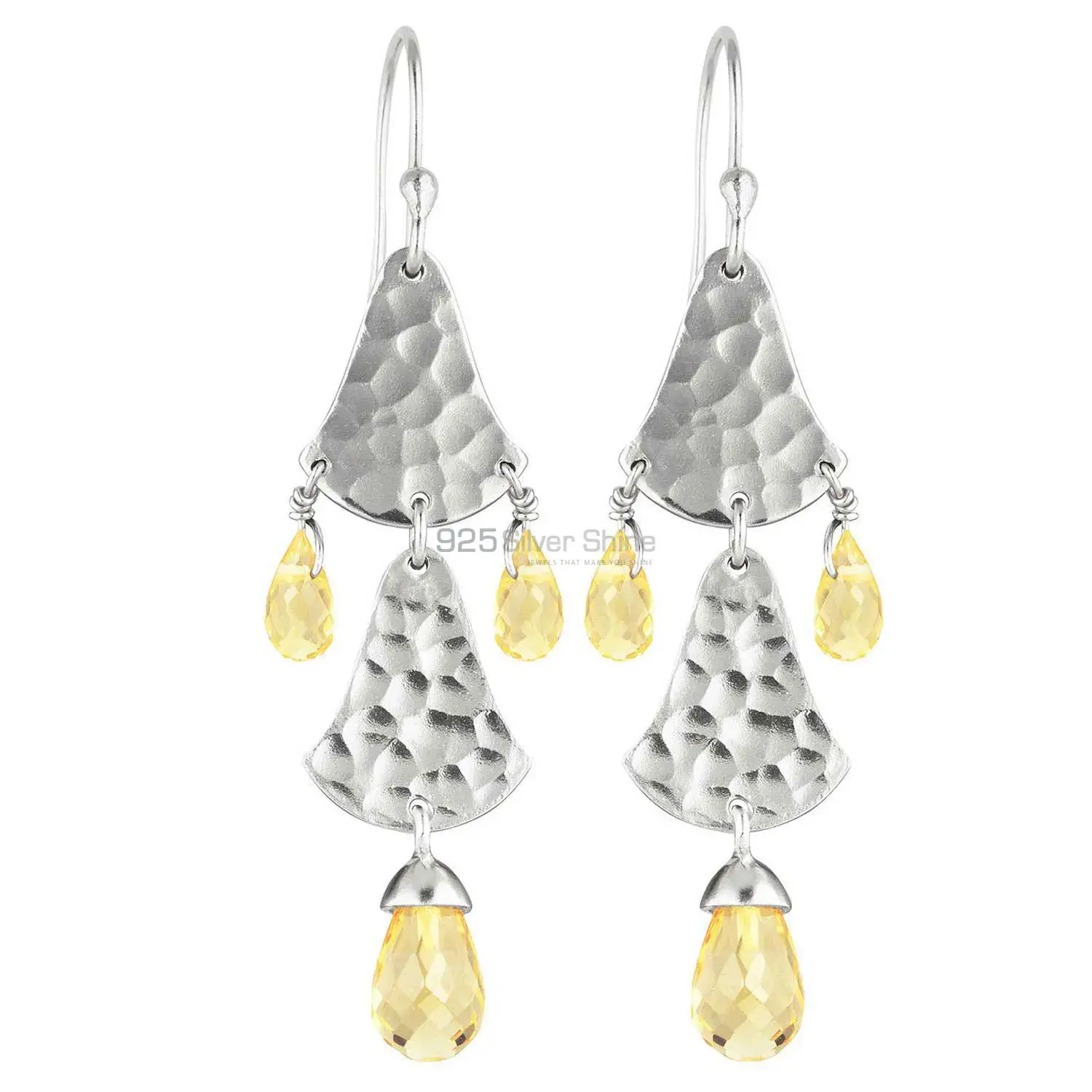 Semi Precious Citrine Gemstone Earrings In Fine 925 Sterling Silver 925SE1850