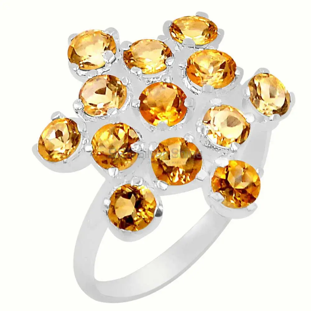 Semi Precious Citrine Gemstone Designer Ring In Sterling Silver 925SR065-4