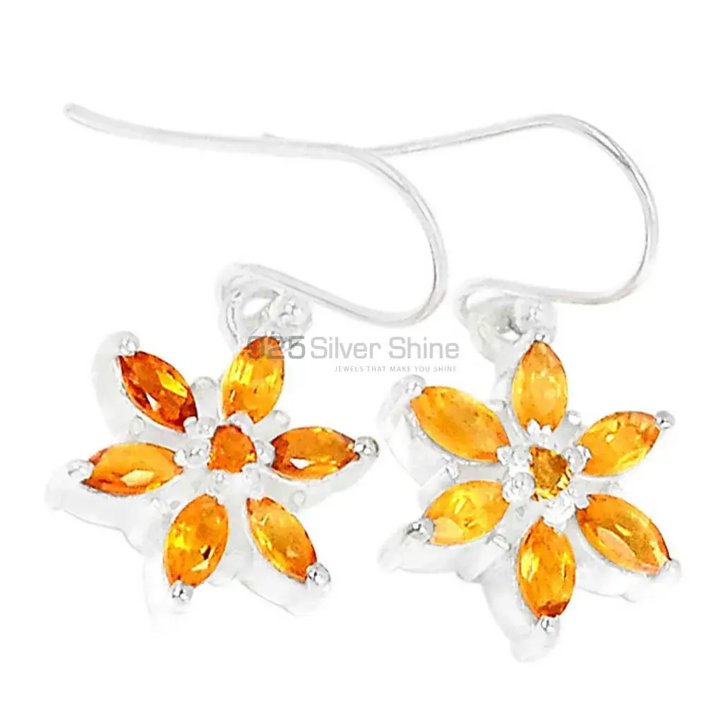 Semi Precious Citrine Gemstone Earrings Exporters In 925 Sterling Silver Jewelry 925SE497