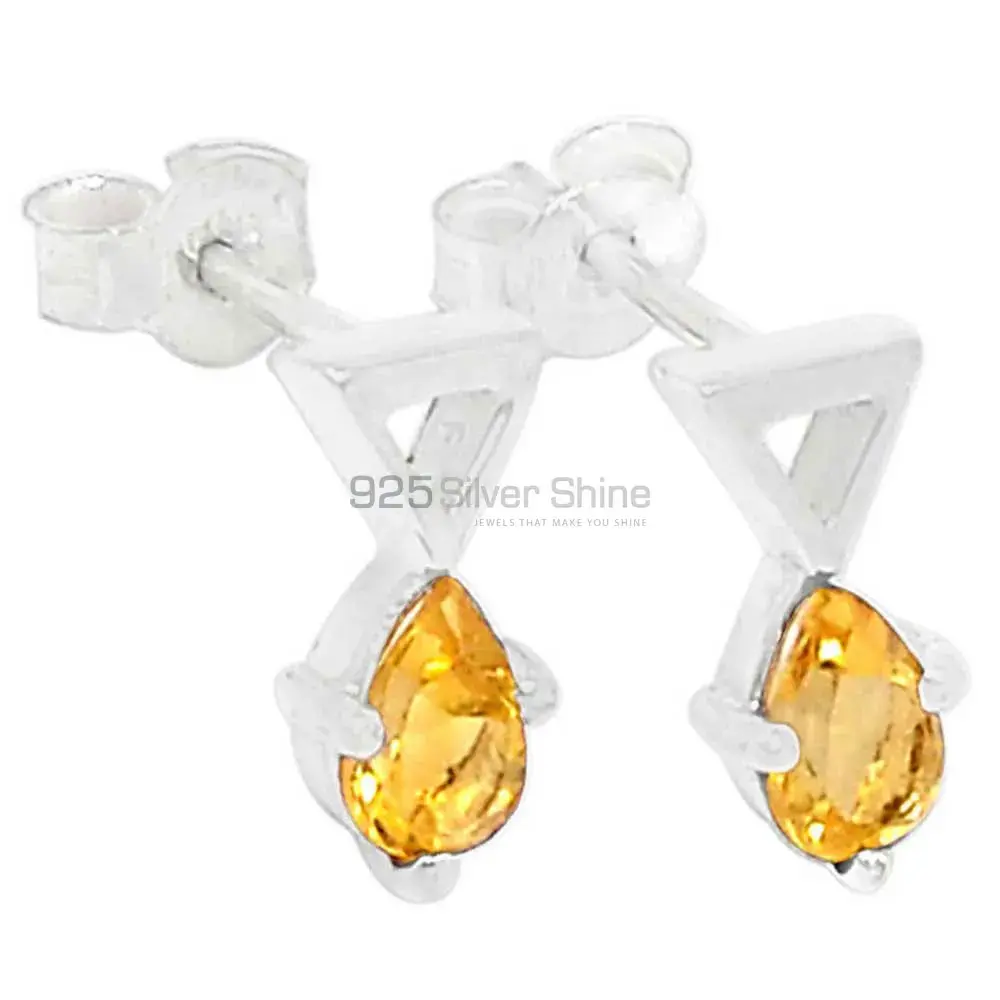 Semi Precious Citrine Gemstone Earrings In 925 Sterling Silver 925SE467