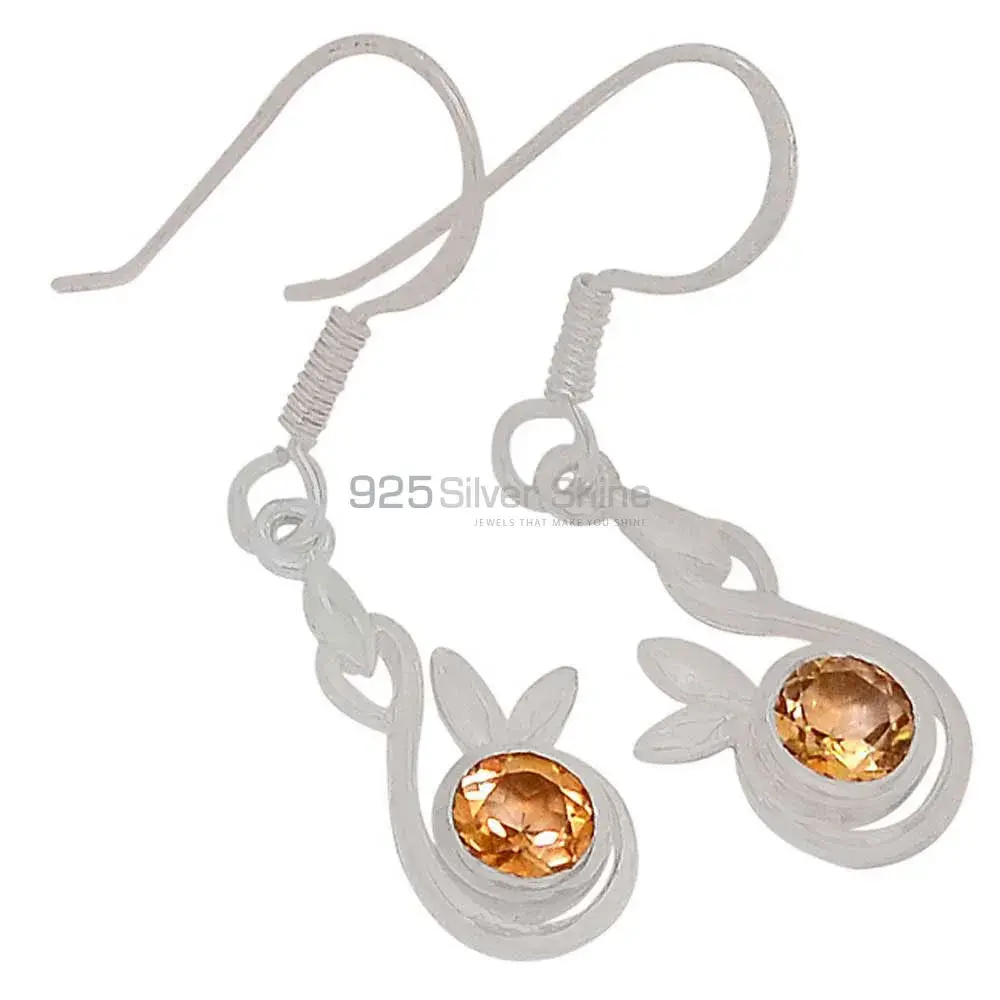 Semi Precious Citrine Gemstone Earrings In Fine 925 Sterling Silver 925SE394