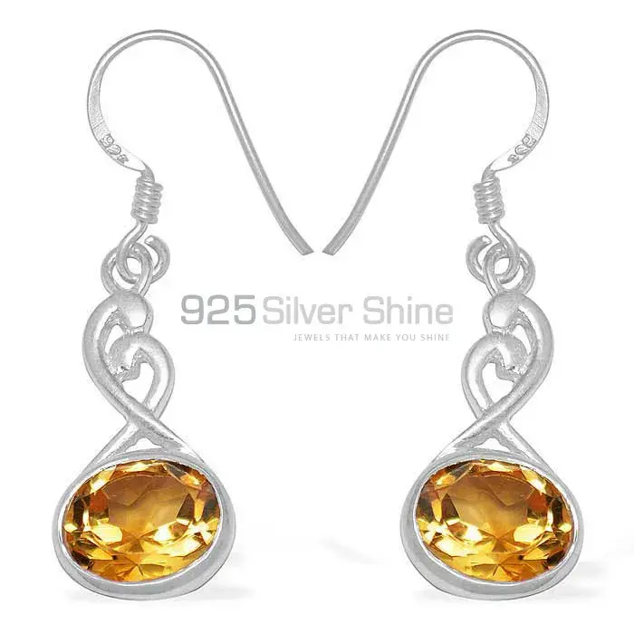 Semi Precious Citrine Gemstone Earrings In Solid 925 Silver 925SE1102