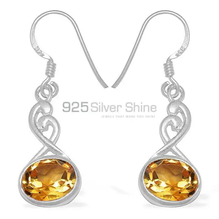Semi Precious Citrine Gemstone Earrings In Solid 925 Silver 925SE1102_0
