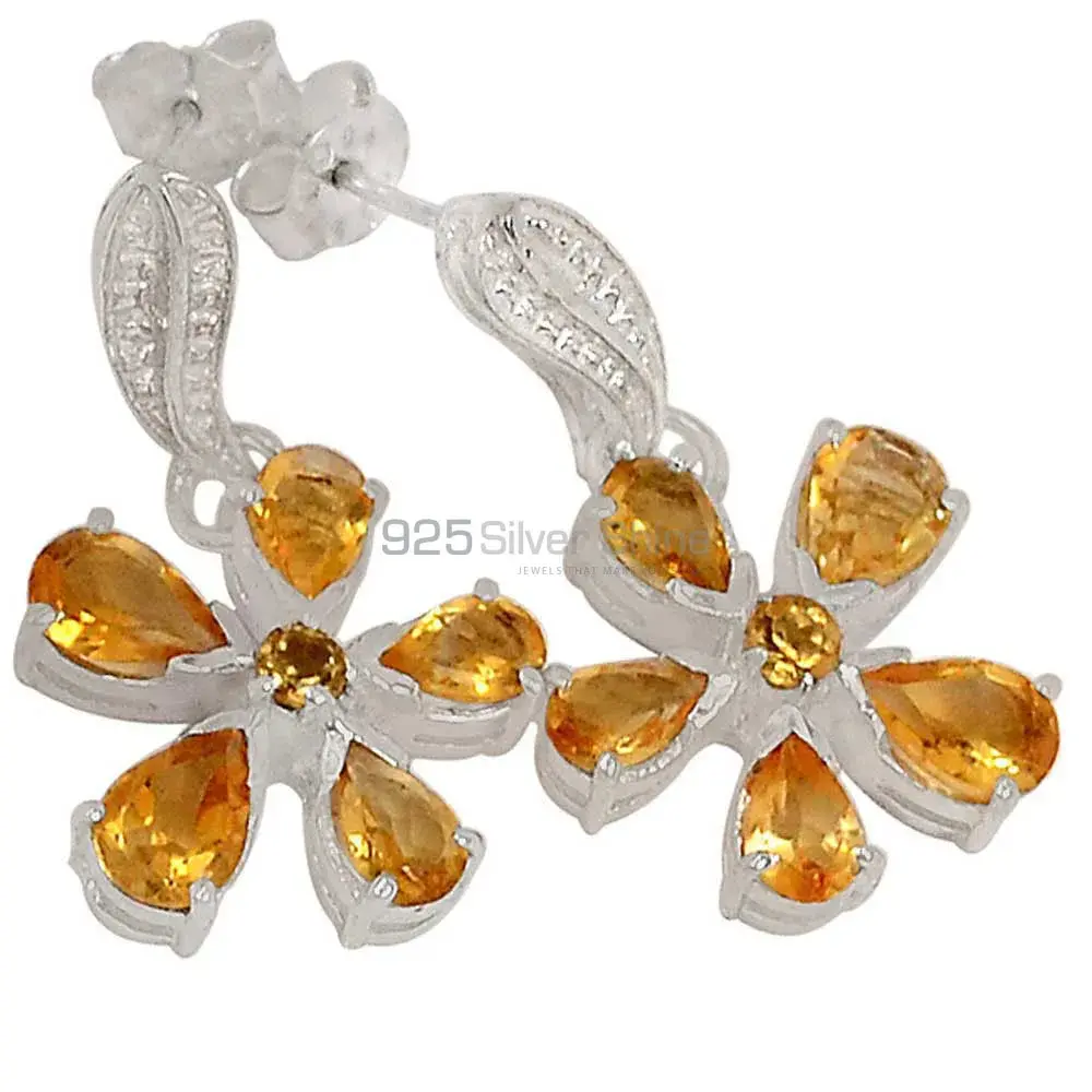 Semi Precious Citrine Gemstone Earrings In Solid 925 Silver 925SE391_0