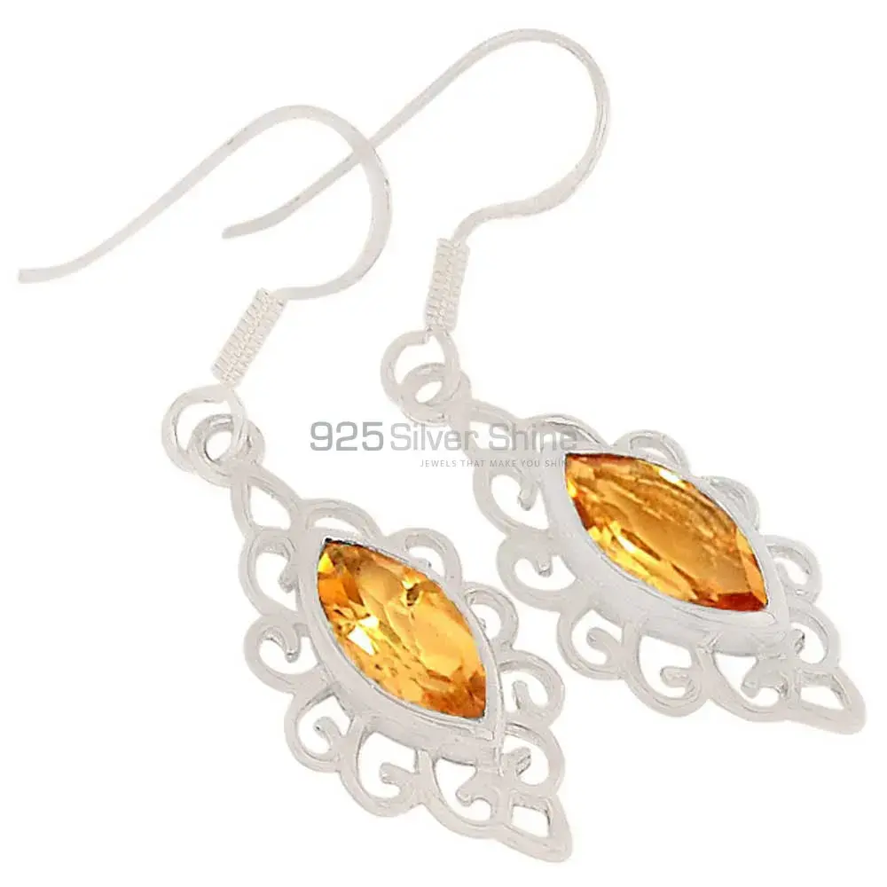 Semi Precious Citrine Gemstone Earrings Manufacturer In 925 Sterling Silver Jewelry 925SE342
