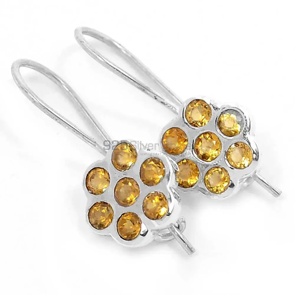 Semi Precious Citrine Gemstone Earrings Manufacturer In 925 Sterling Silver Jewelry 925SE658