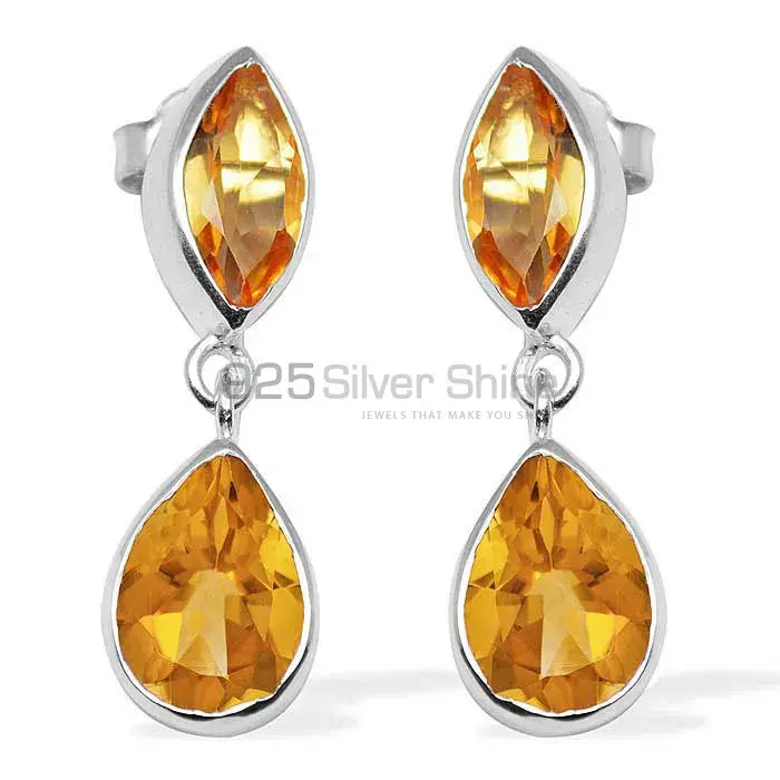 Semi Precious Citrine Gemstone Earrings Suppliers In 925 Sterling Silver Jewelry 925SE1126