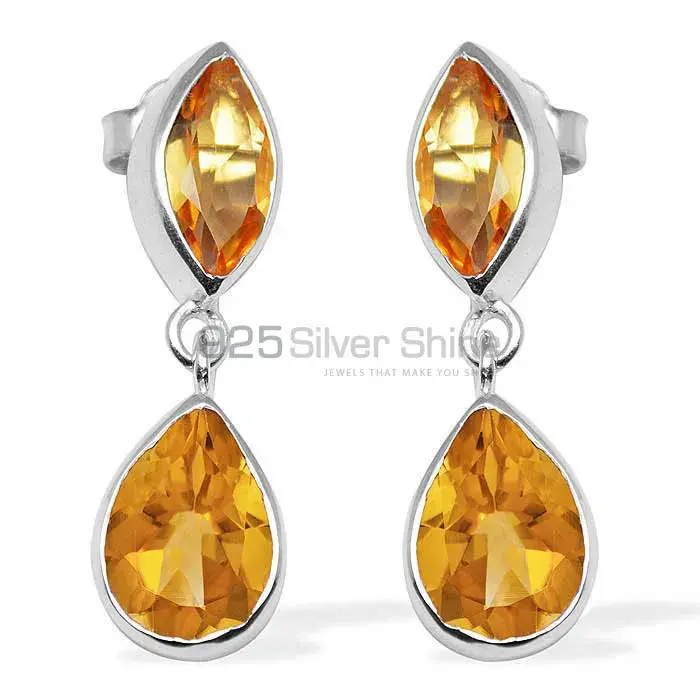 Semi Precious Citrine Gemstone Earrings In 925 Sterling Silver Jewelry 925SE1126_0
