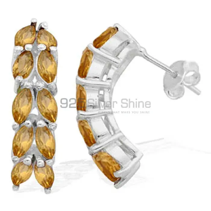Semi Precious Citrine Gemstone Earrings Suppliers In 925 Sterling Silver Jewelry 925SE968