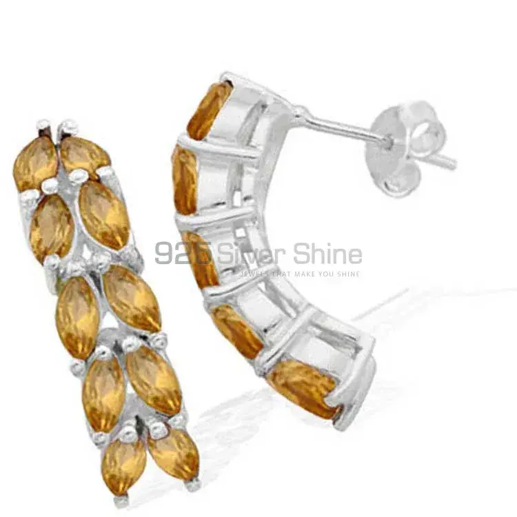 Semi Precious Citrine Gemstone Earrings Suppliers In 925 Sterling Silver Jewelry 925SE968_0