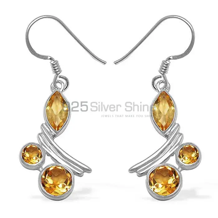 Semi Precious Citrine Gemstone Earrings Wholesaler In 925 Sterling Silver Jewelry 925SE1044