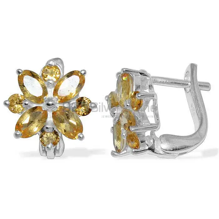 Semi Precious Citrine Gemstone Earrings Wholesaler In 925 Sterling Silver Jewelry 925SE886