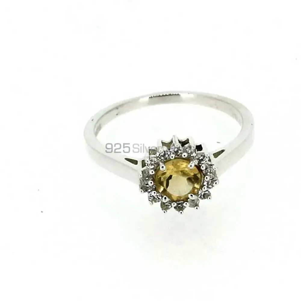 Single Stone Citrine Gemstone Silver Rings 925SR050-3_0