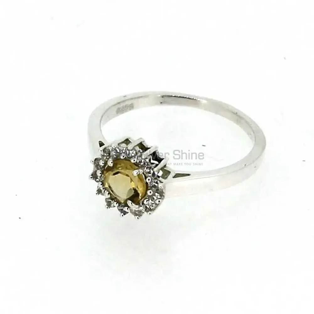 Single Stone Citrine Gemstone Silver Rings 925SR050-3_0