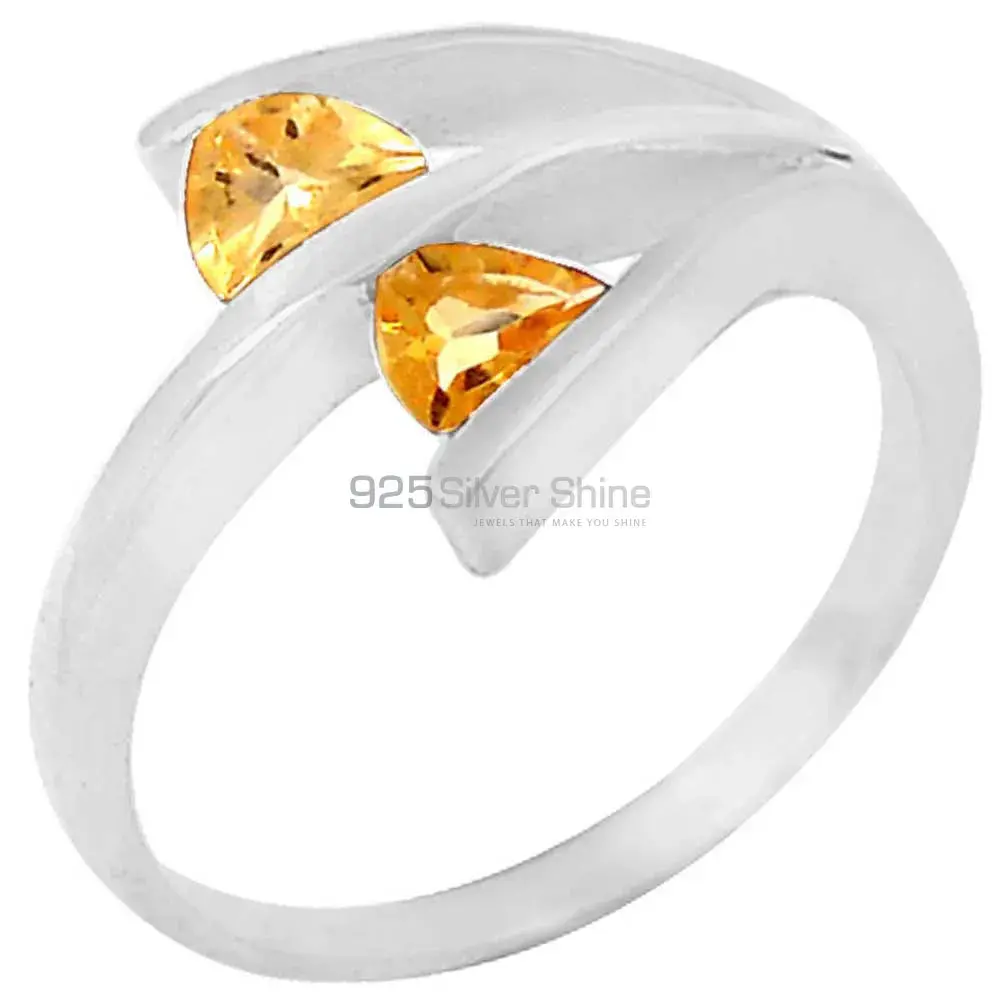 Trillion Citrine Stone Sterling Silver Rings 925SR057-2