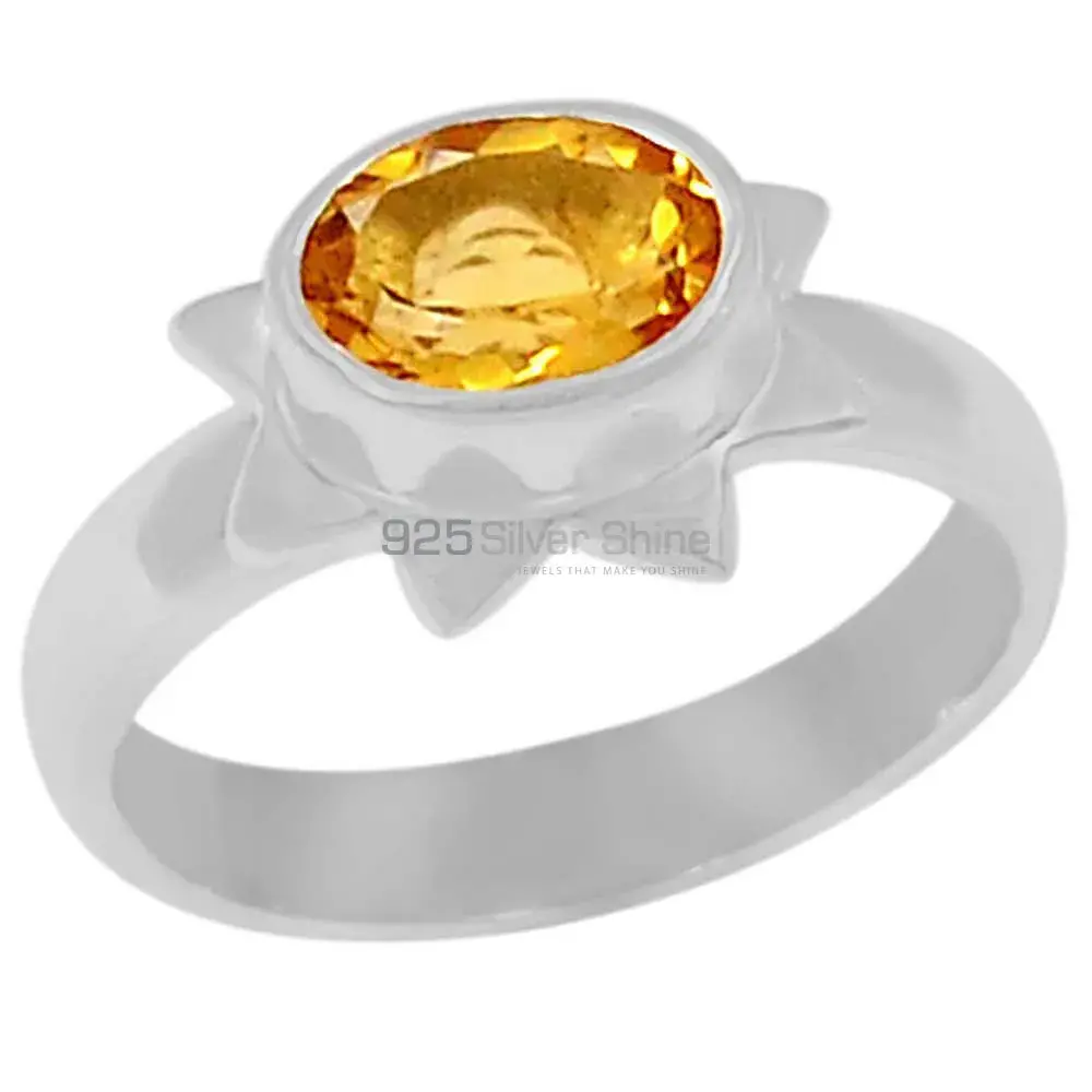 Citrine Birthstone Lotus Silver Rings 925SR077-5