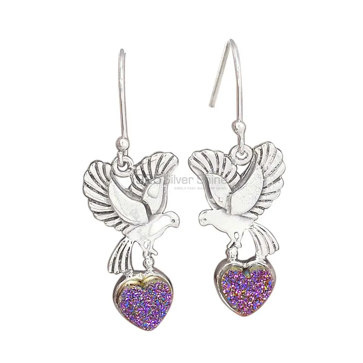 Semi Precious Druzy Gemstone Earrings Exporters In 925 Sterling Silver Jewelry 925SE2681