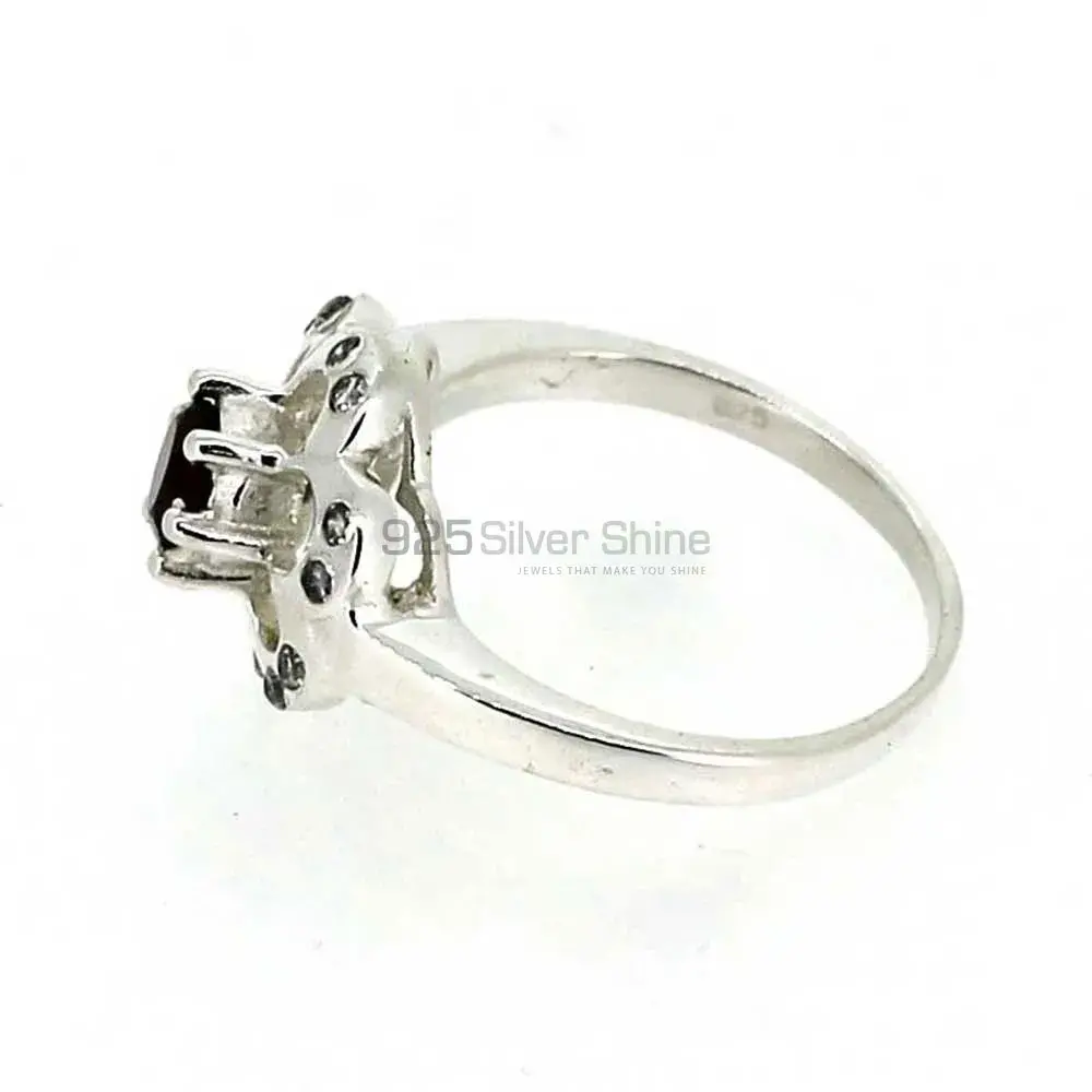 Flower Sterling Silver Garnet Rings Jewelry 925SR041-1_0