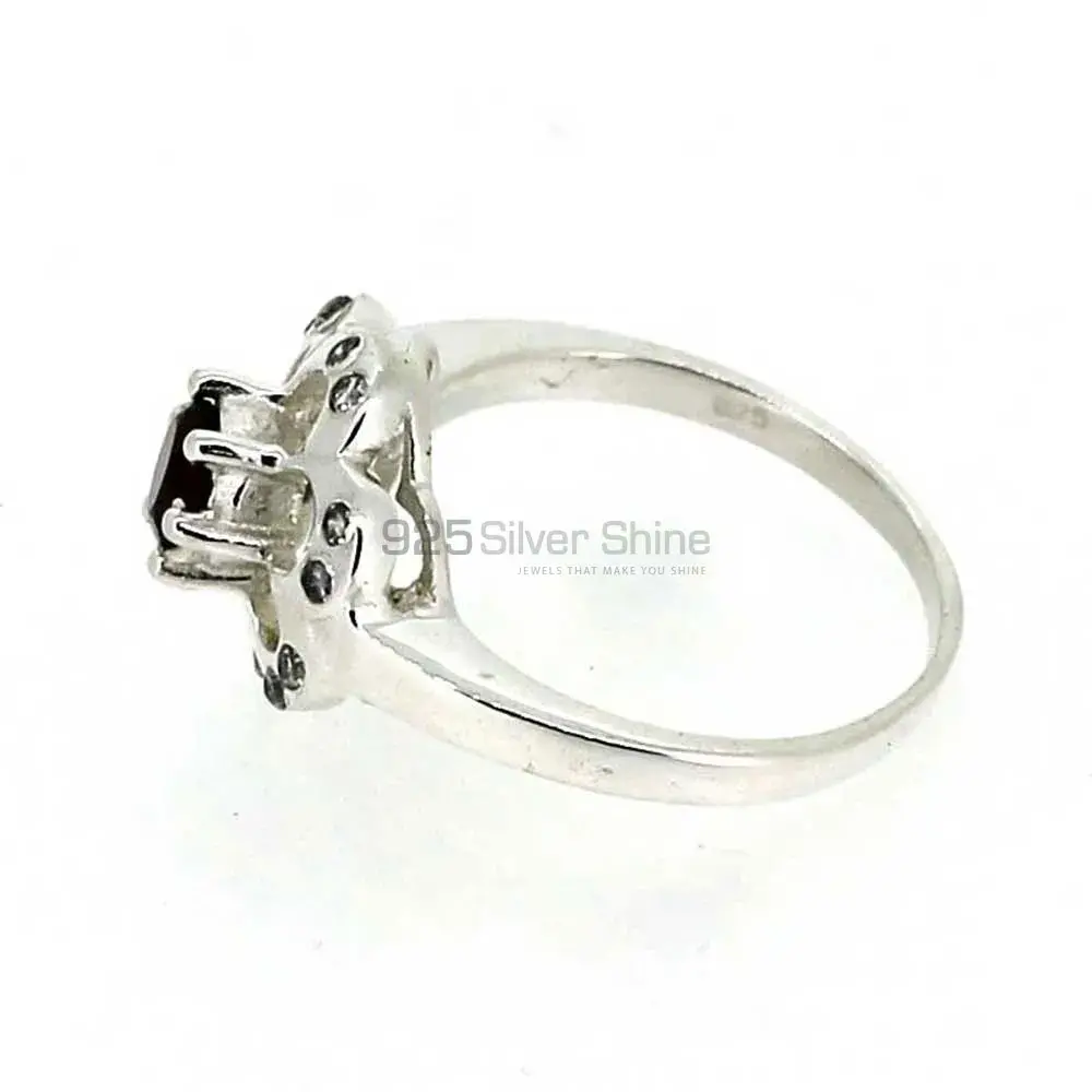Flower Sterling Silver Garnet Rings Jewelry 925SR041-1_1