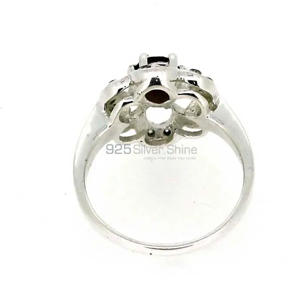 Flower Sterling Silver Garnet Rings Jewelry 925SR041-1_1